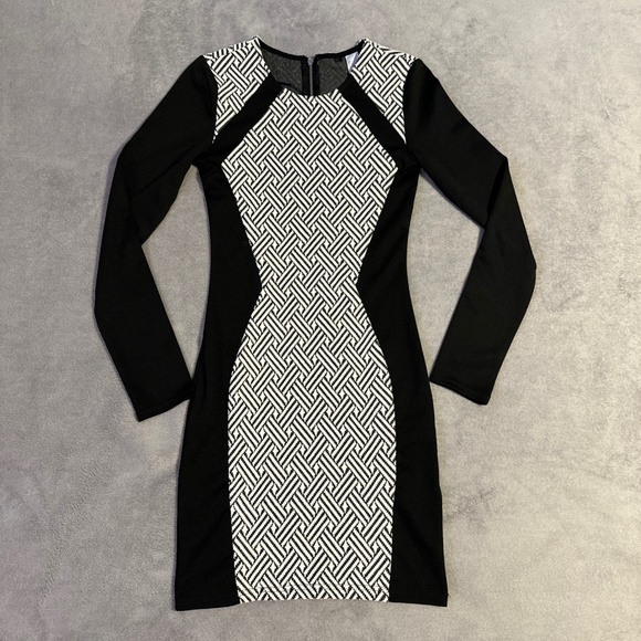 H&M Bodycon Mini Dress Size 4 Small Y2K Old Money Monochrome Chic Minimalist - Picture 1 of 7
